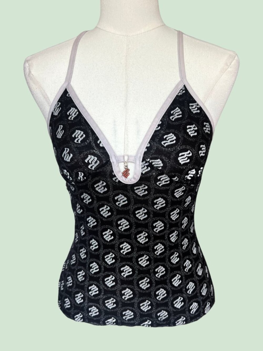Rocawear Y2K Black Monogram Mesh Tank Top